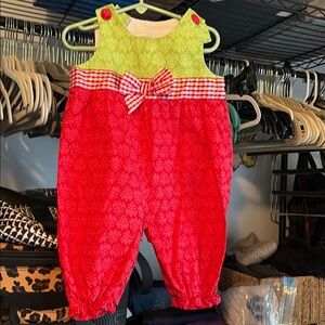 Holiday  Green and Red Boutique Romper